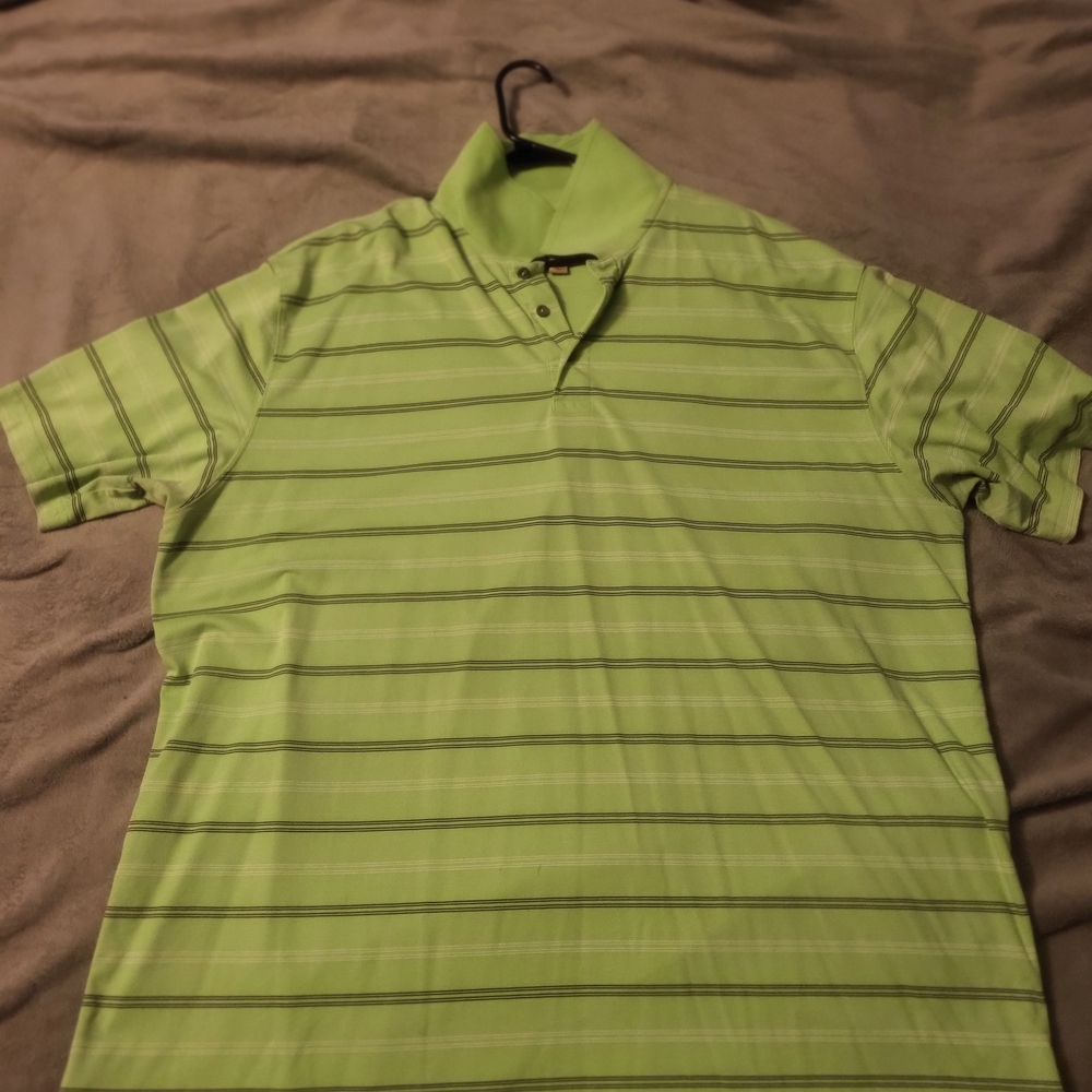 Men's Green Striped Polo Shirt